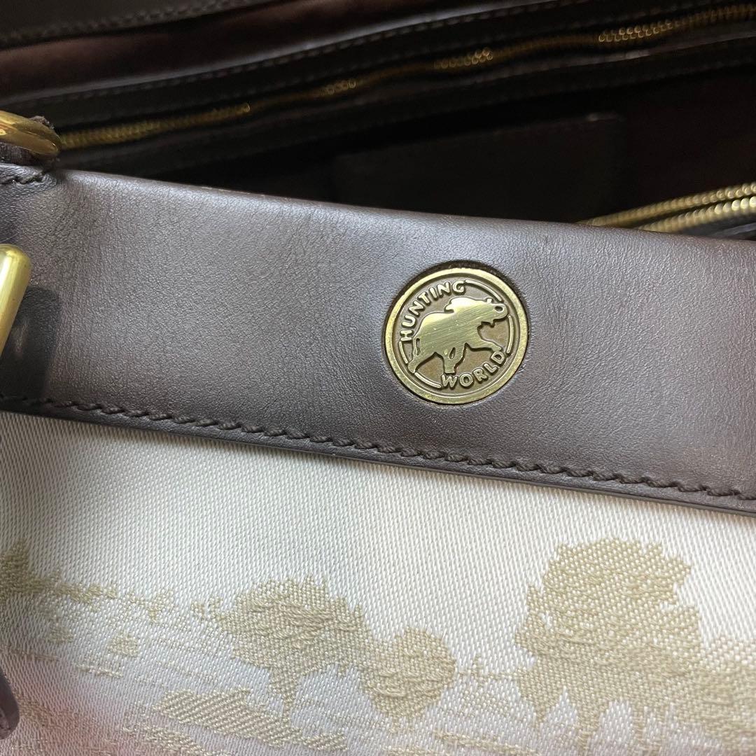 【美品】ハンティングワールド トートバッグ サファリ A4収納可 キャンバス 象