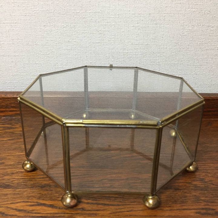 クリスマスセール♪ビンテージ☆八角型ガラスジュエリーケース ショーケース 収納
