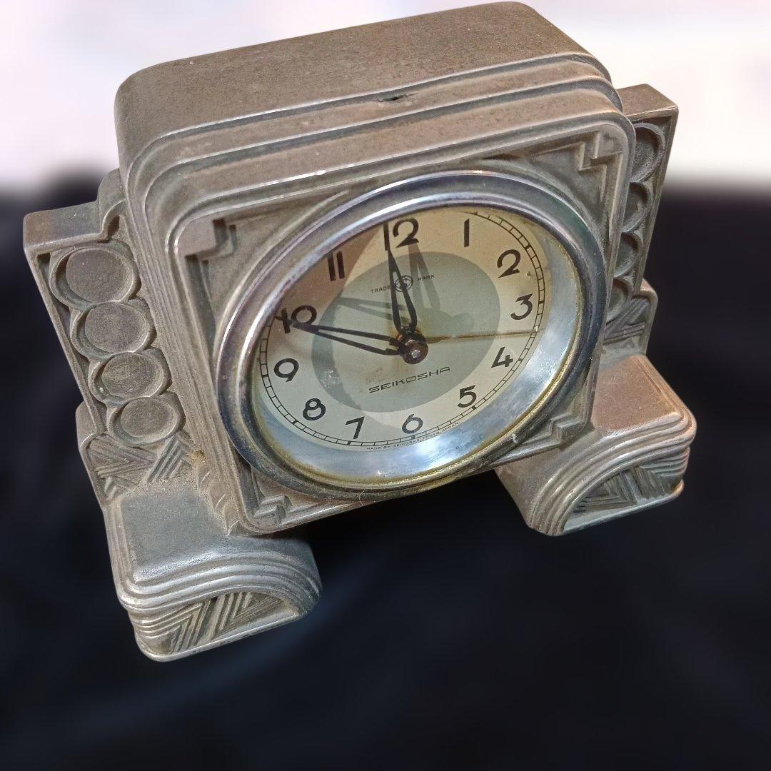 149.セネカ アールデコ置時計 メタル製 絵画のモチーフ使用する極小品