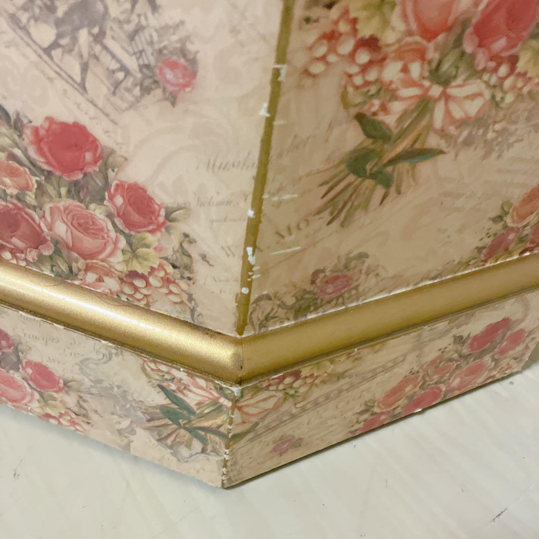 アンティーク調　5段チェスト　花柄　サイドチェスト　コンソール　飾り棚