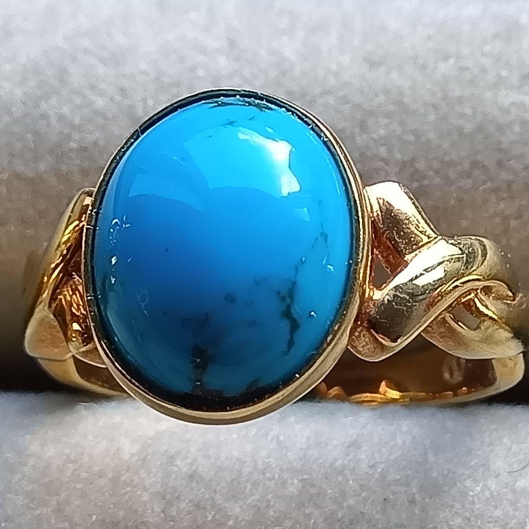 ターコイズトルコ石付リングK１８　 重量合計４.２gの単純計算価格７７,４００円