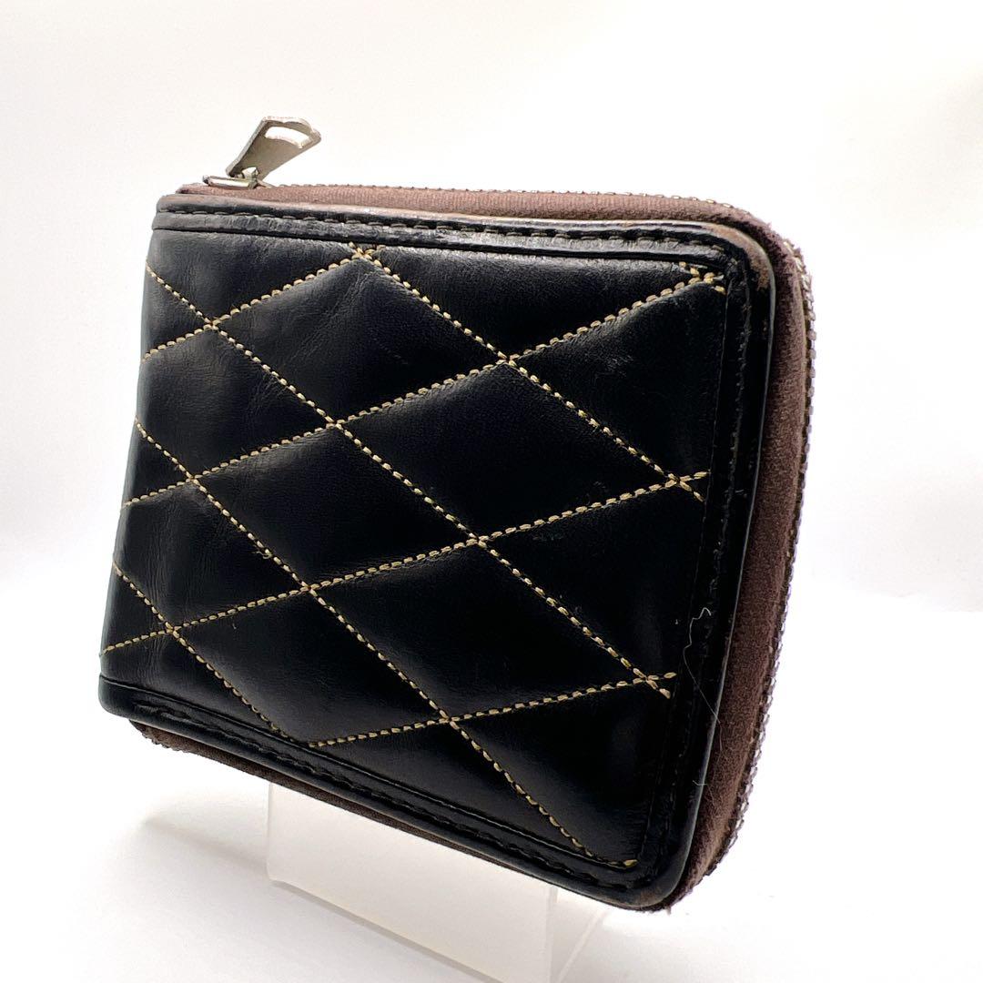 TOYSMcCOY レザーウォレット キルティング 二つ折り ラウンドファスナー