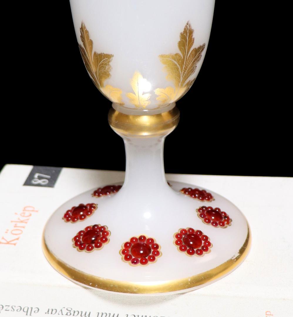 オールド・バカラ 美術館級 カボションガラス装飾金彩オパーリンガラス製大型花瓶