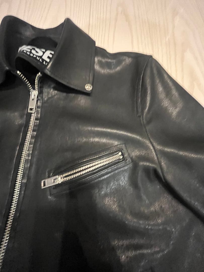 DIESEL ブラックレザーシングルライダースジャケット