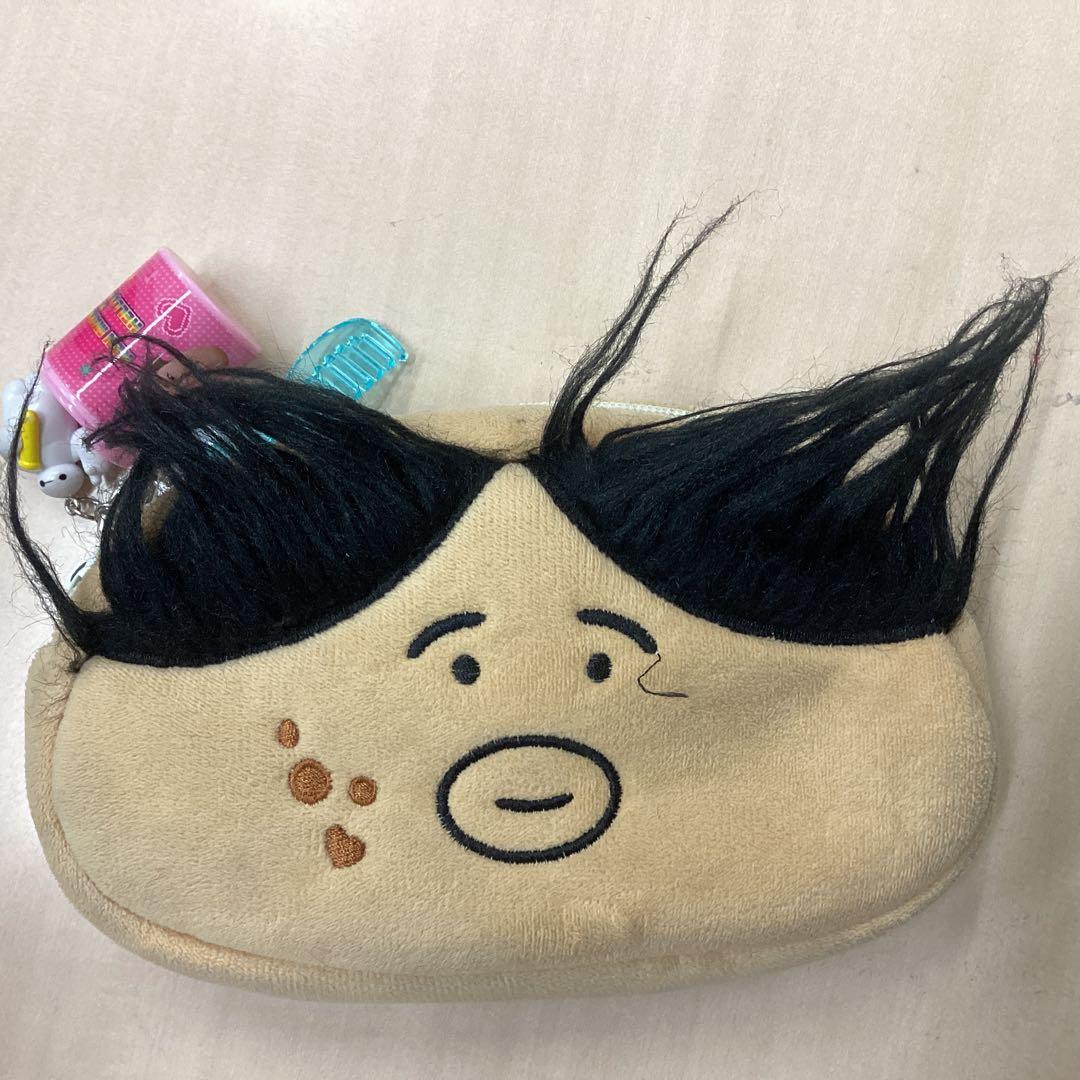 ユニークな顔デザインの筆箱 jk くし付き レアモノ！