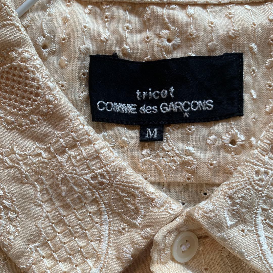 tricot Comme des Garçons 　刺繍クリーム色半袖シャツ M