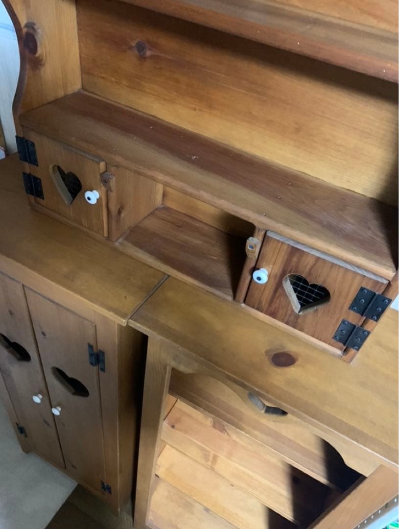 カントリー　ハート　木製　飾り棚