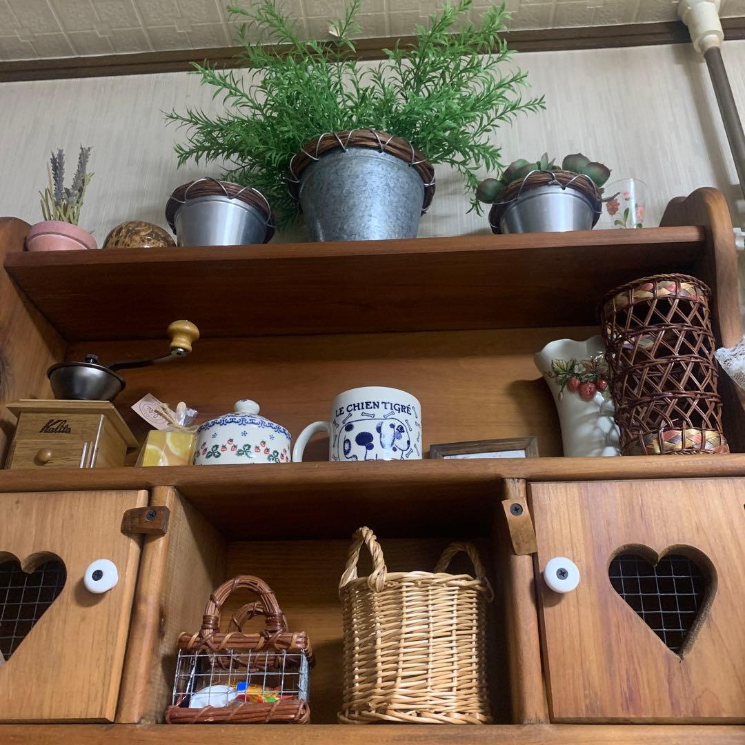 カントリー　ハート　木製　飾り棚