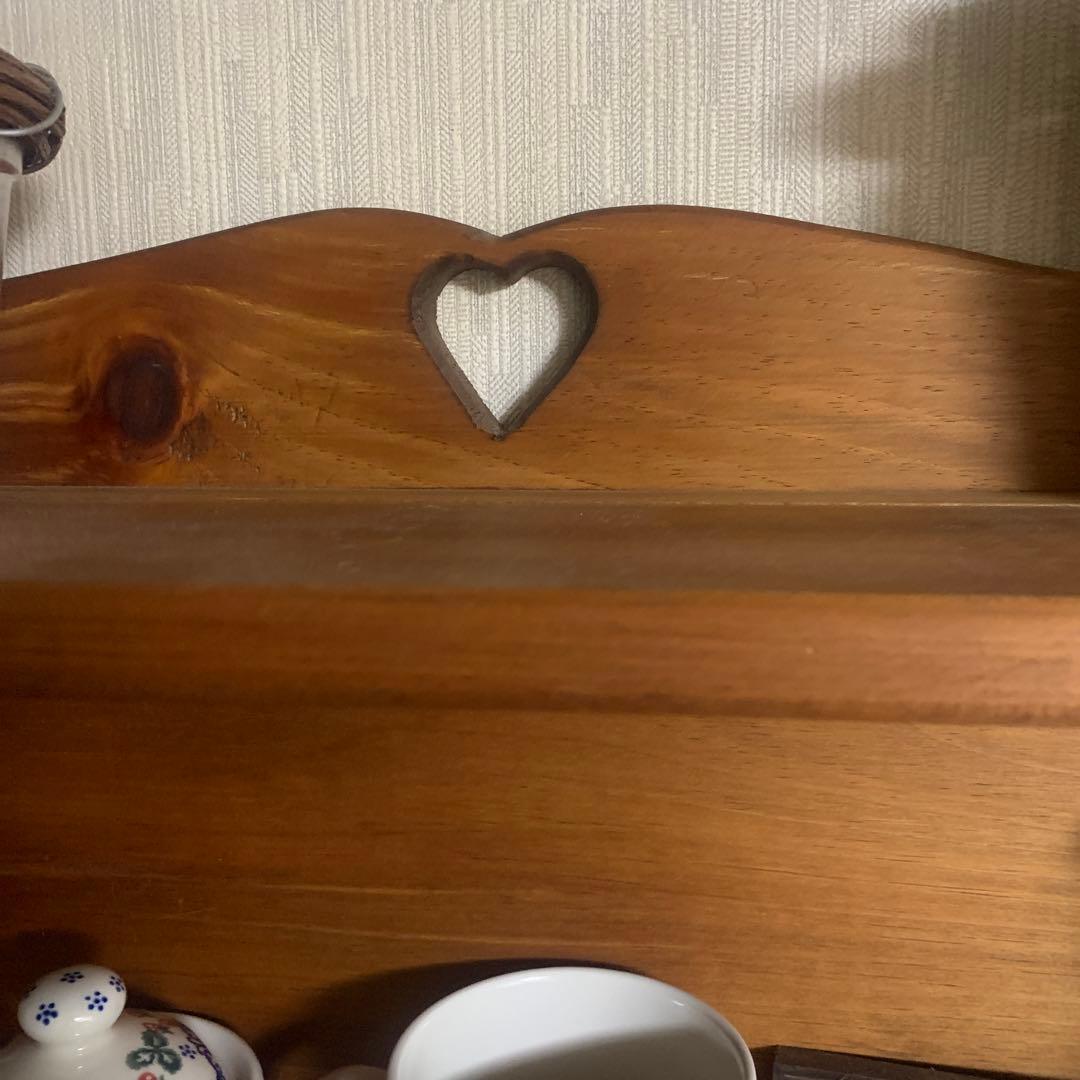 カントリー　ハート　木製　飾り棚