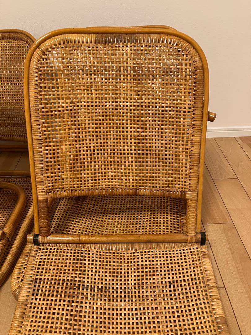 昭和レトロ ラタン 籐 座椅子 折りたたみ 4個セット