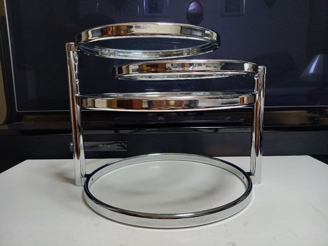 1980's　スペースエイジ　メタル　フープ　スイング　サイド　ラック　テーブル