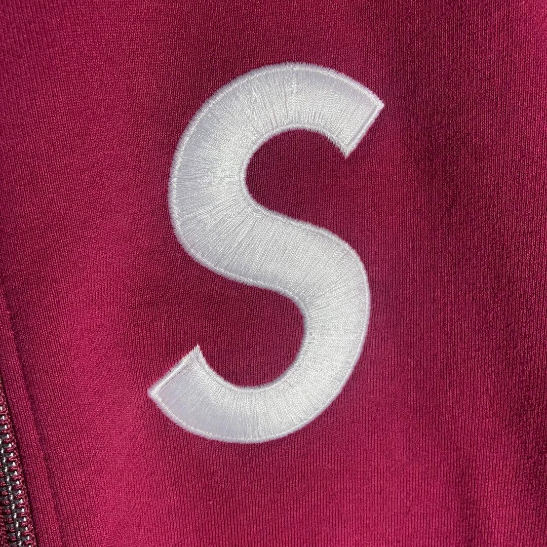 【美品】SUPREME フルジップパーカー Sロゴ 刺繍 ボルドー M