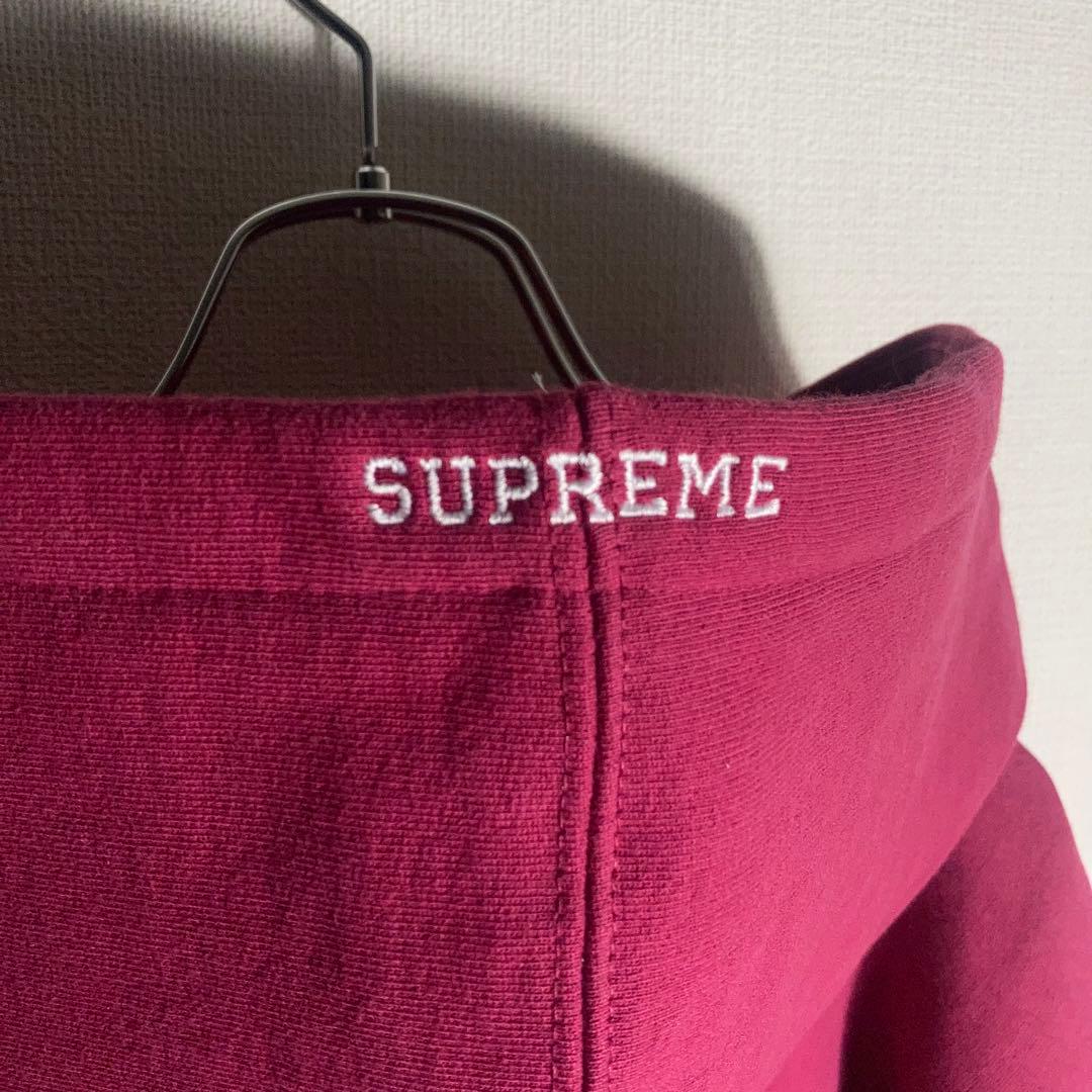 【美品】SUPREME フルジップパーカー Sロゴ 刺繍 ボルドー M