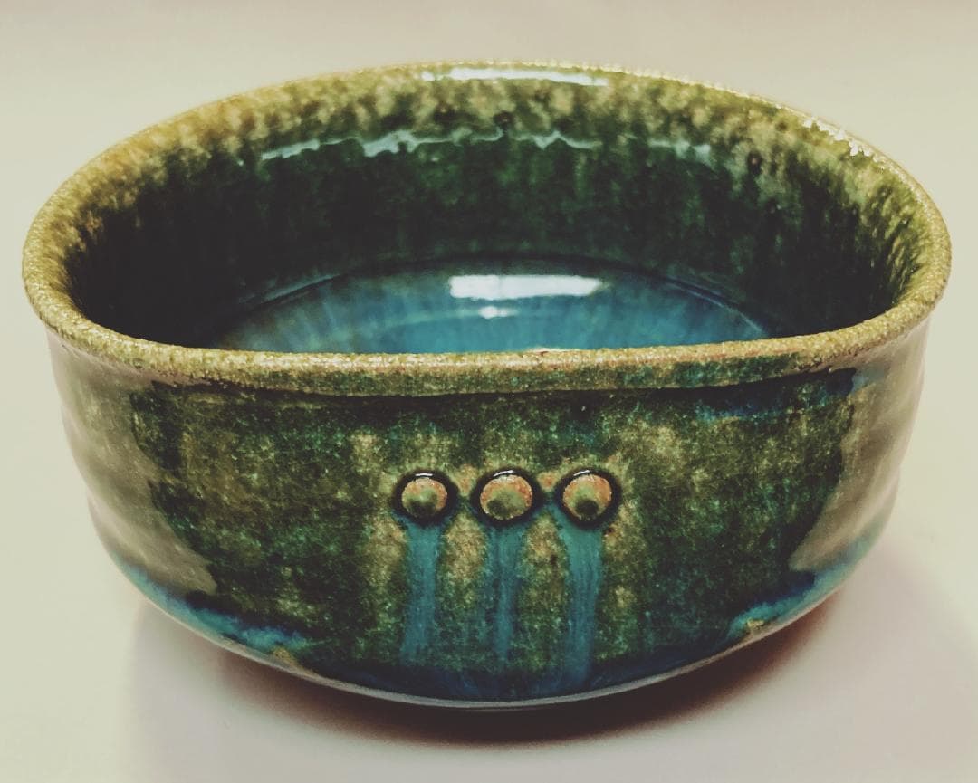 【値下げ】【未使用5客】 熊谷保興 上野焼 緑釉 向付