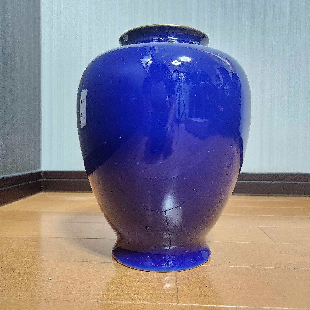 【新品価格44,000円】深川製磁 瑠璃牡丹 ルリ牡丹 Ｆ型９号 花生 有田焼