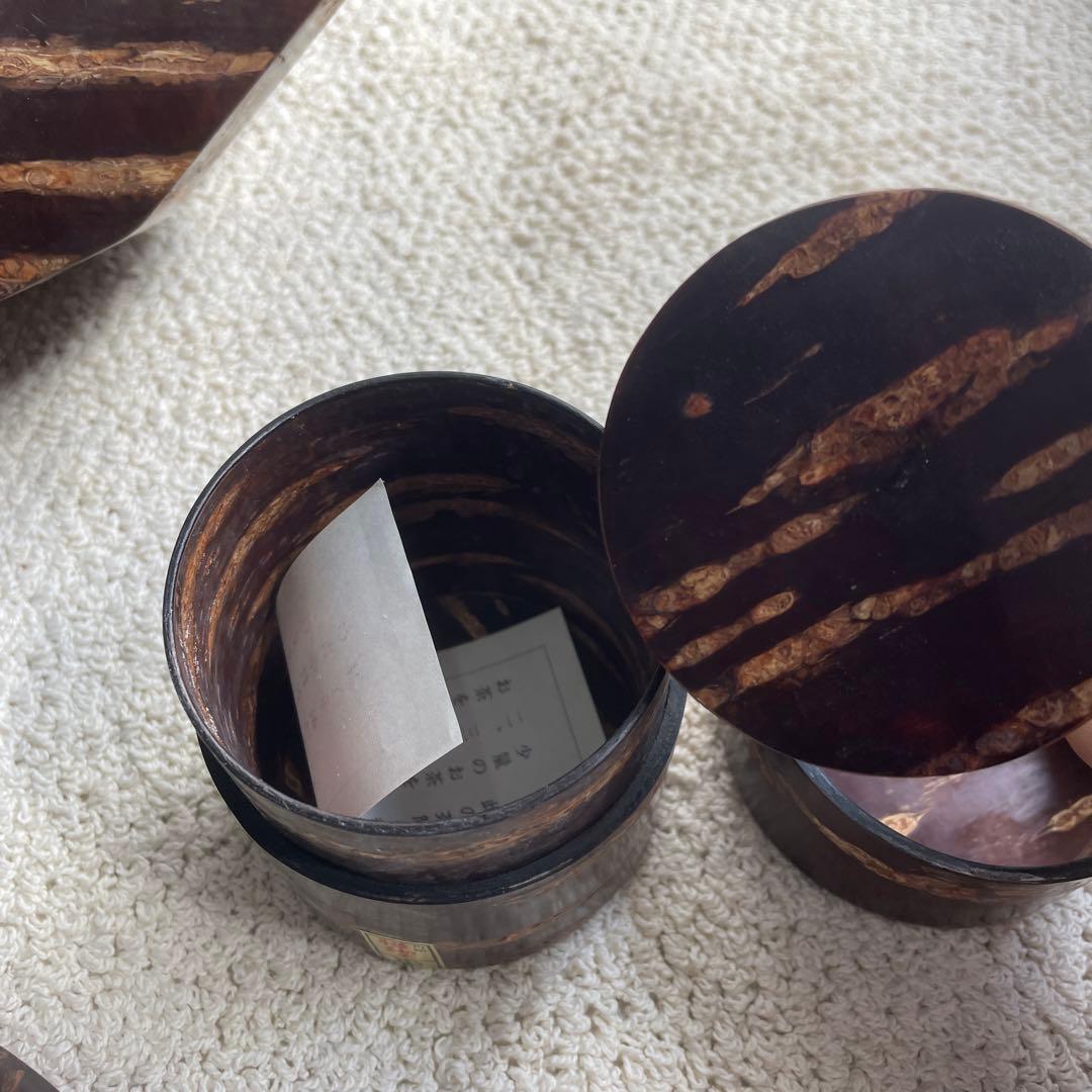 未使用樺細工 桜皮細工 茶道具12点セット十六角茶櫃 伝統工芸品 秋田角館2-1