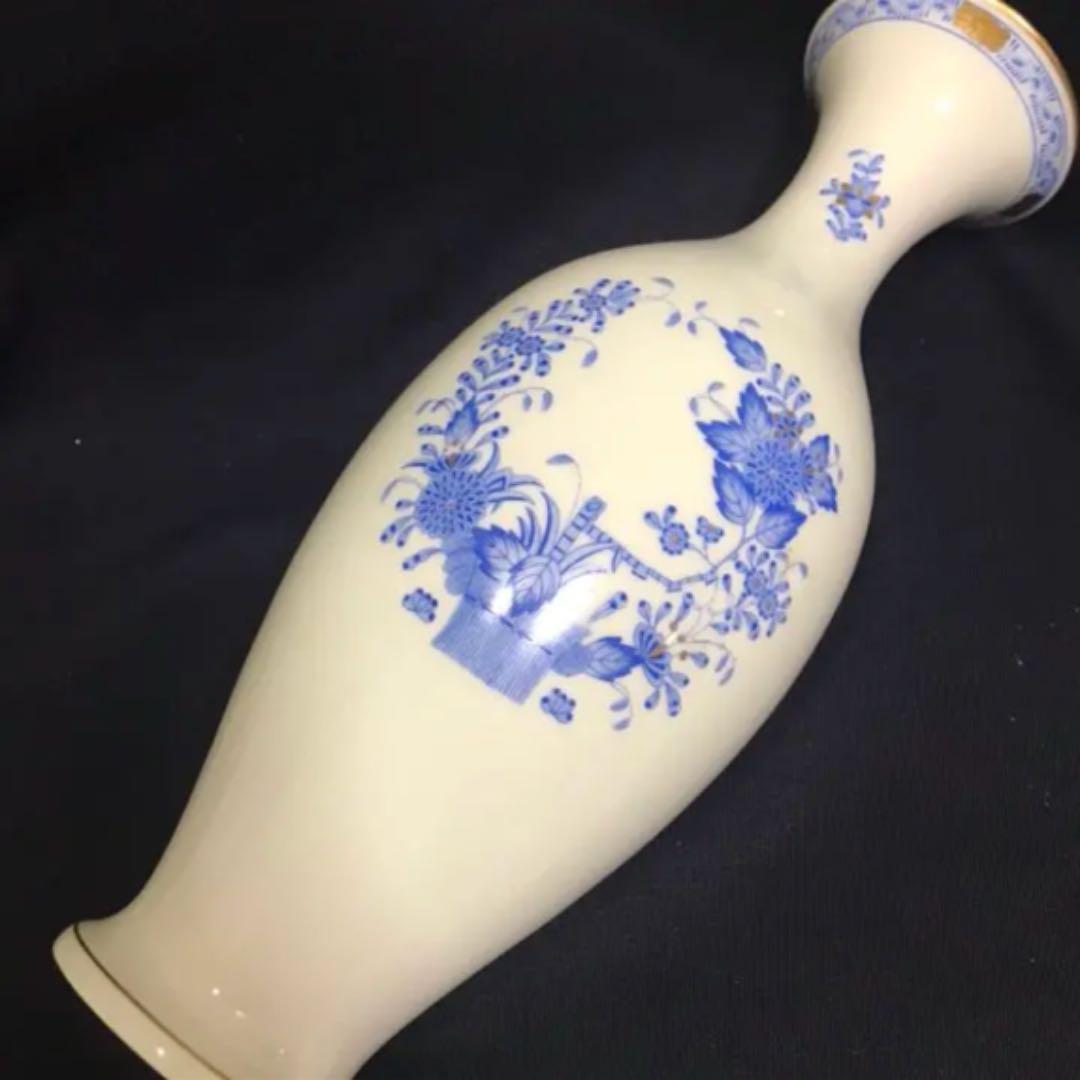 ヘレンド インドの華 ブルー 花瓶 フラワーベース   特大 34cm レア