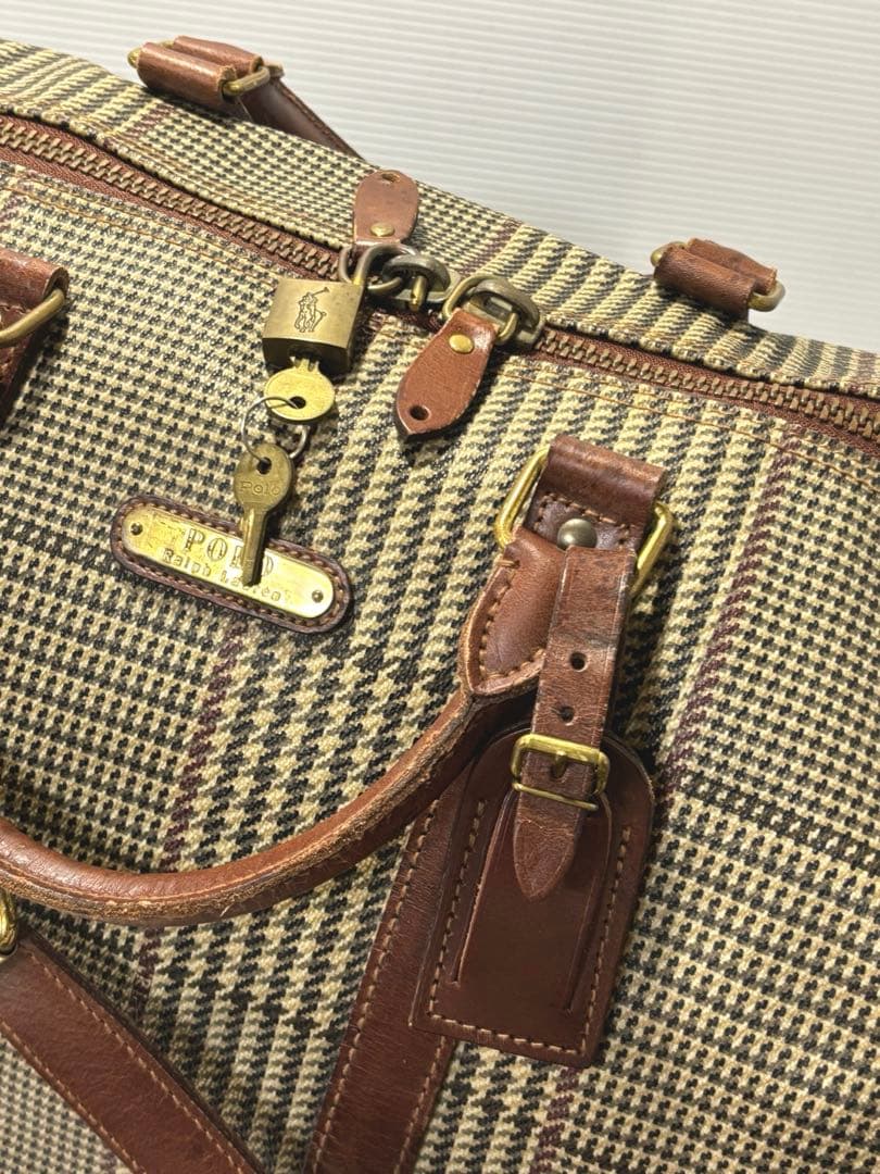 【美品】POLO ラルフローレン　ボストンバッグ　南京錠キー付き完備