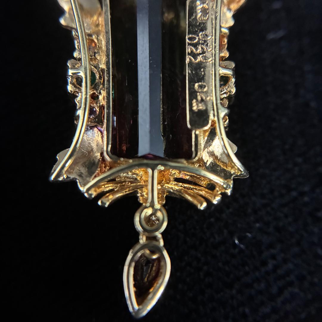 K18 トルマリン ダイヤ ペンダント 鑑別書付