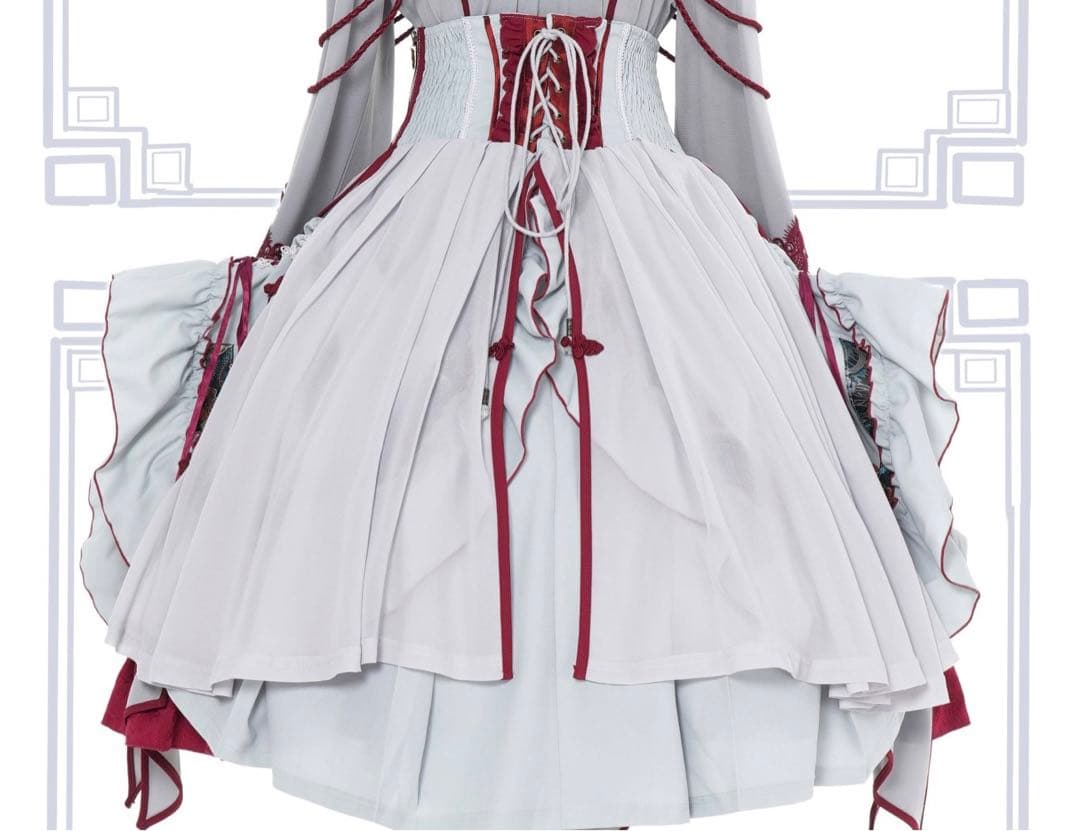 香*様 新品〜春うらら〜　チャイナスカート 水色(グレー)赤　　オッズオン