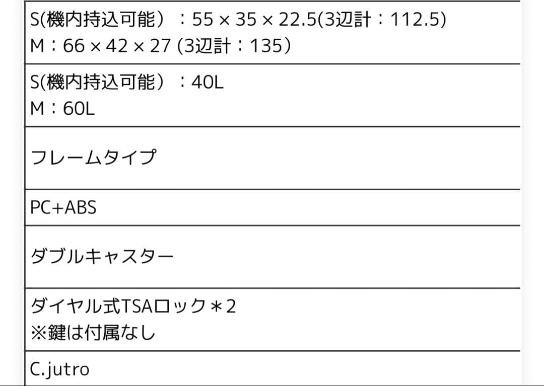 C.JUTRO スーツケース キャリーバッグ セット売り