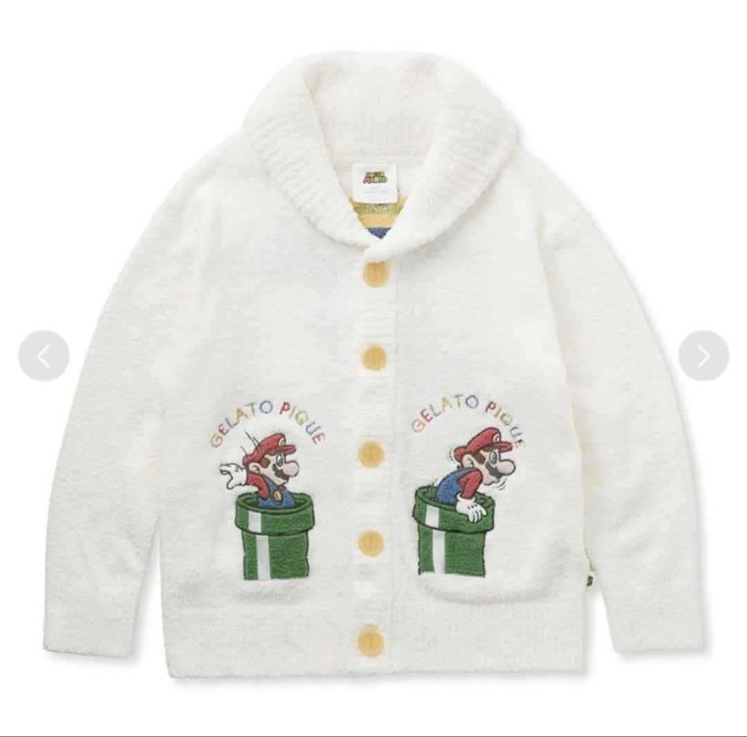 新品タグ付き✨ジェラートピケ　マリオ　ベビモコジャガードショールカーディガン