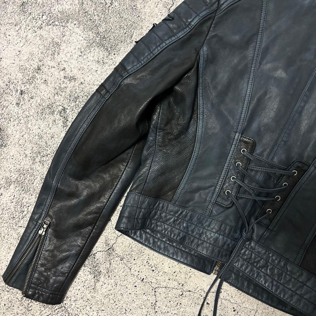 アフリクション　レザージャケット　パシフィックブルー　レースアップ　限定品