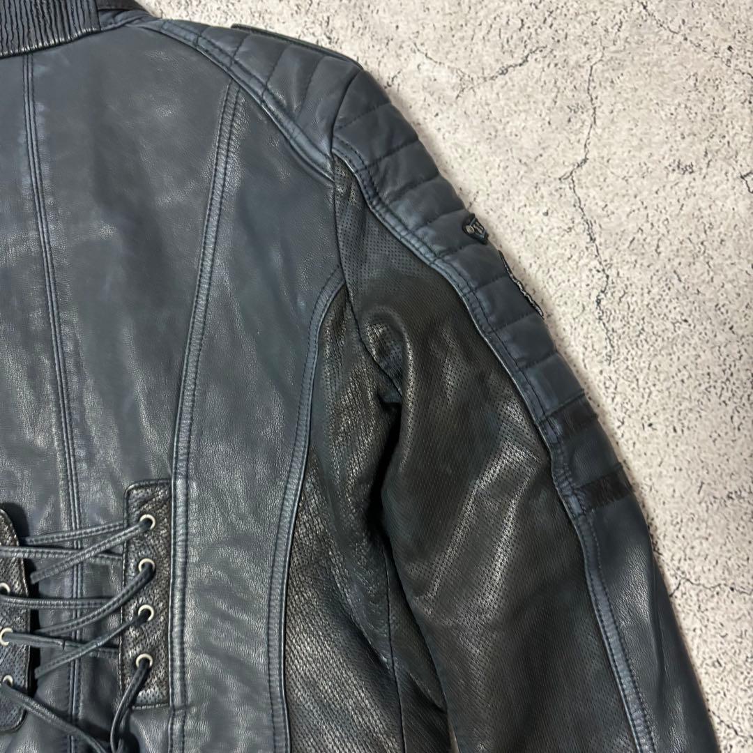 アフリクション　レザージャケット　パシフィックブルー　レースアップ　限定品