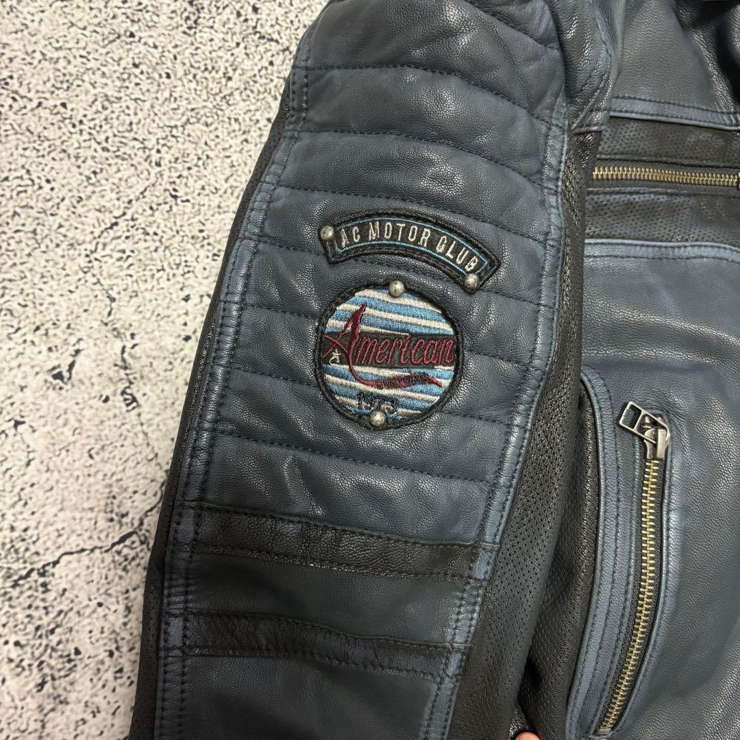 アフリクション　レザージャケット　パシフィックブルー　レースアップ　限定品