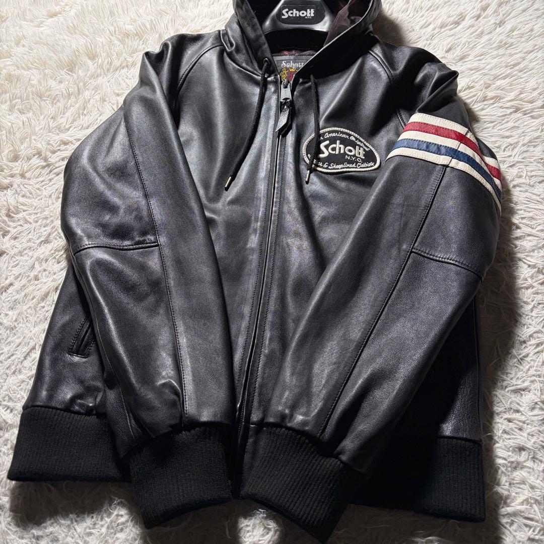杉*宏様 美品/希少■schott レザー　トラックジャケット　羊革　100周年