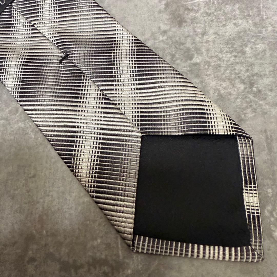 【✨極美品✨】GUCCI グッチ ネクタイ ストライプ シルバー系 結婚式 光沢