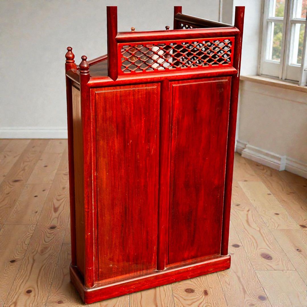 稀少✨送料無料✨唐木家具 無垢材 コーナーラック 飾り棚 中国家具 彫刻棚 収納