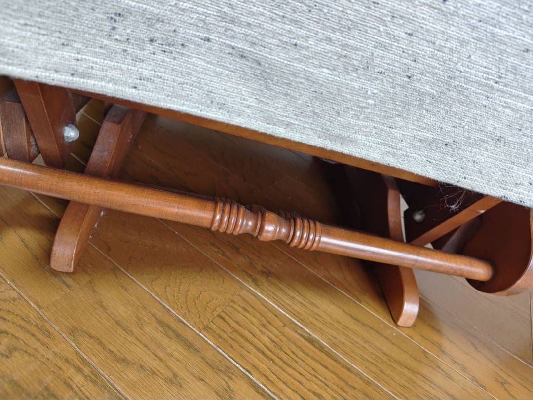 【最終価格！美品】アンティークロッキングチェア＆オットマン　ファブリック張替済