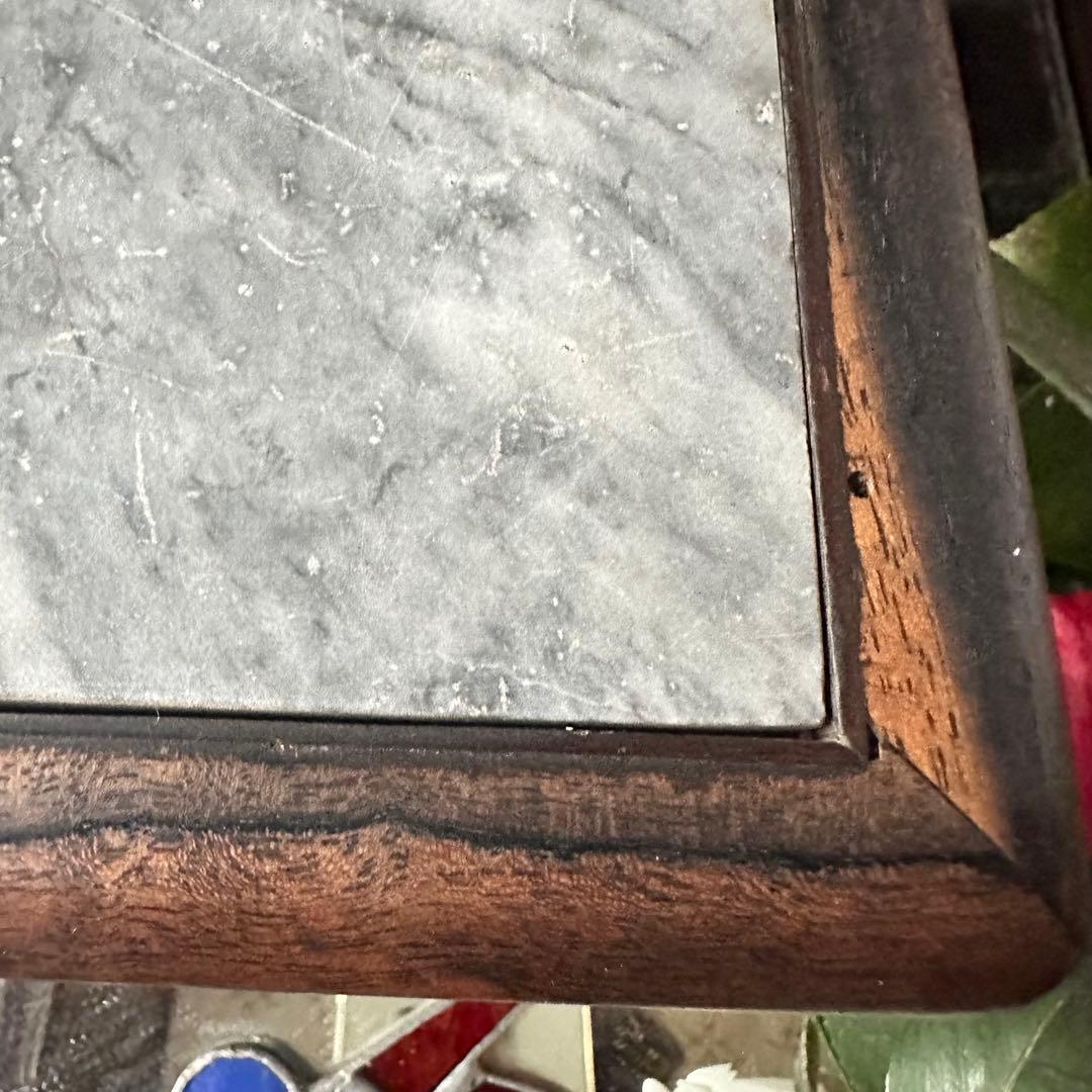 超限定7月16日20時迄‼️KUROGAKI❌大理石飾り台白❌黒黒柿孔雀杢飾台1客