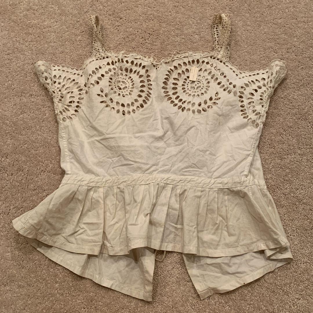 アンティークレース　エプロン　1850年代　broderie Anglaise