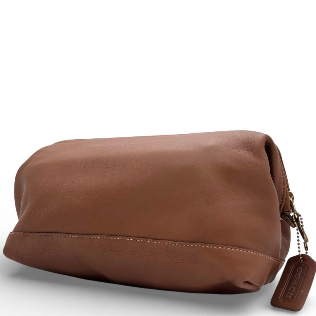 美品　オールドコーチ　クラッチバッグ　ポーチ　オールレザー　ブラウン