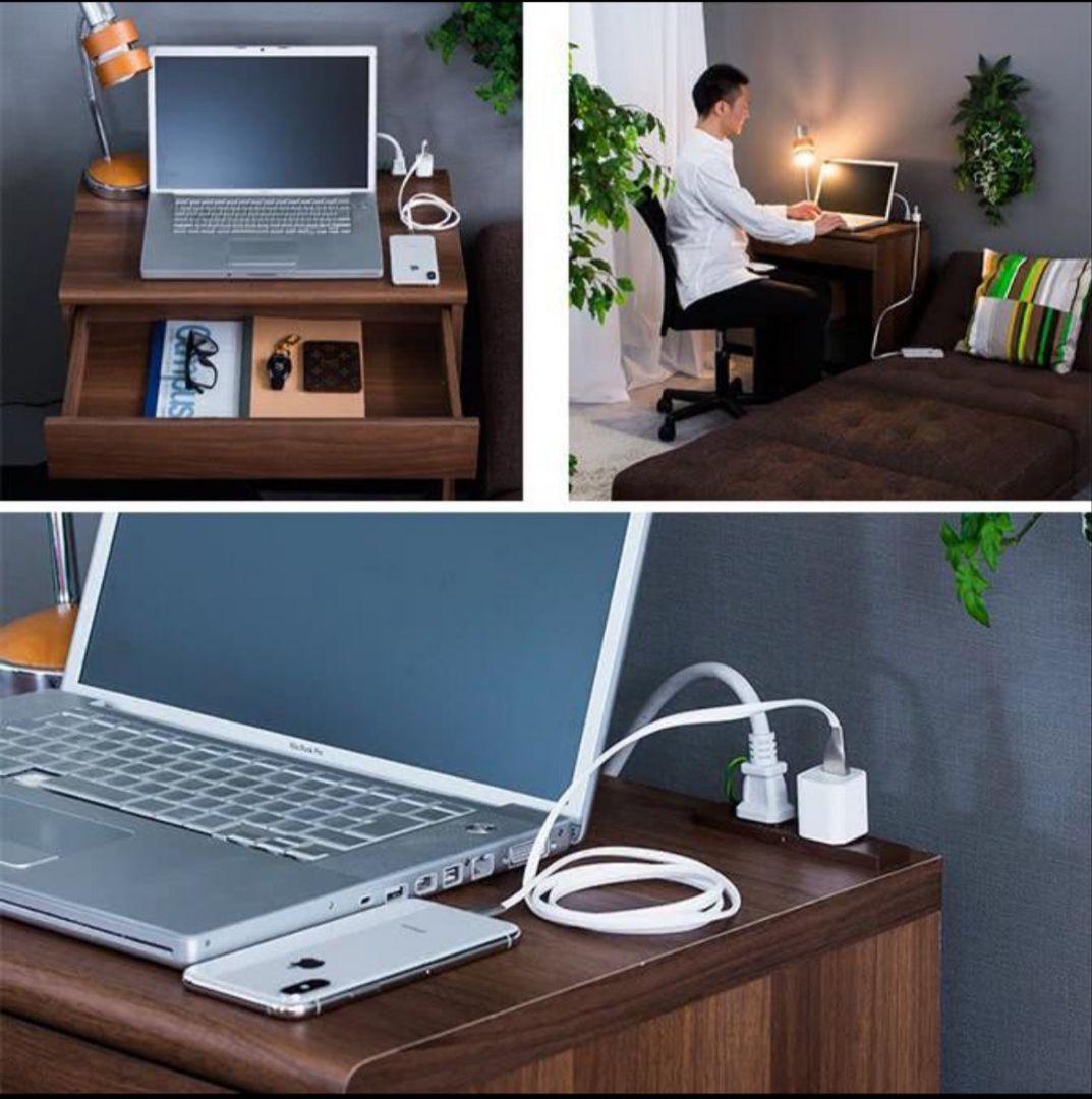 ダークブラウン パソコンデスク 引き出し付き