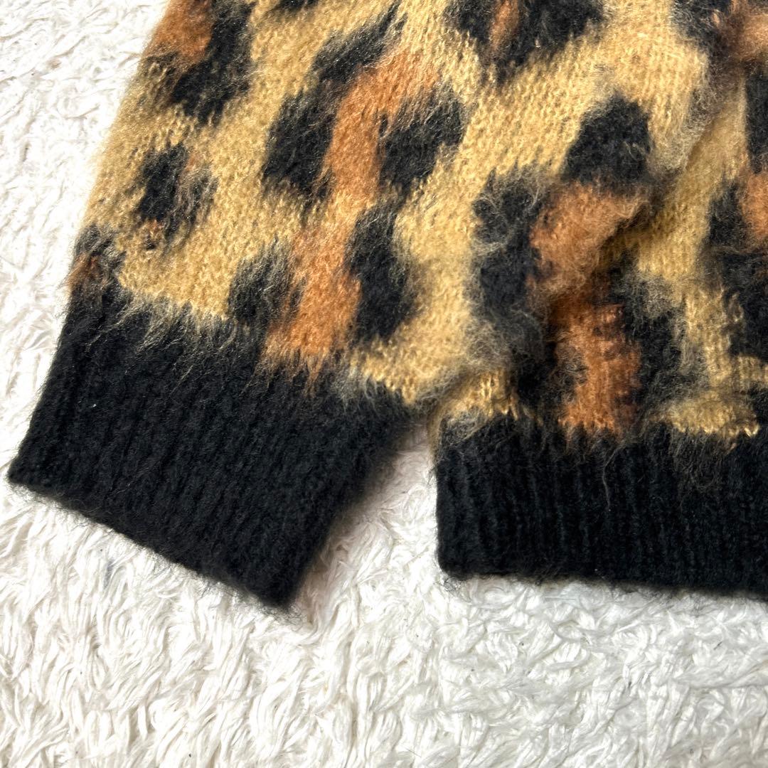 【極美品】UNIVERD72 ニットカーディガン ヒョウ柄 モヘアタッチXL