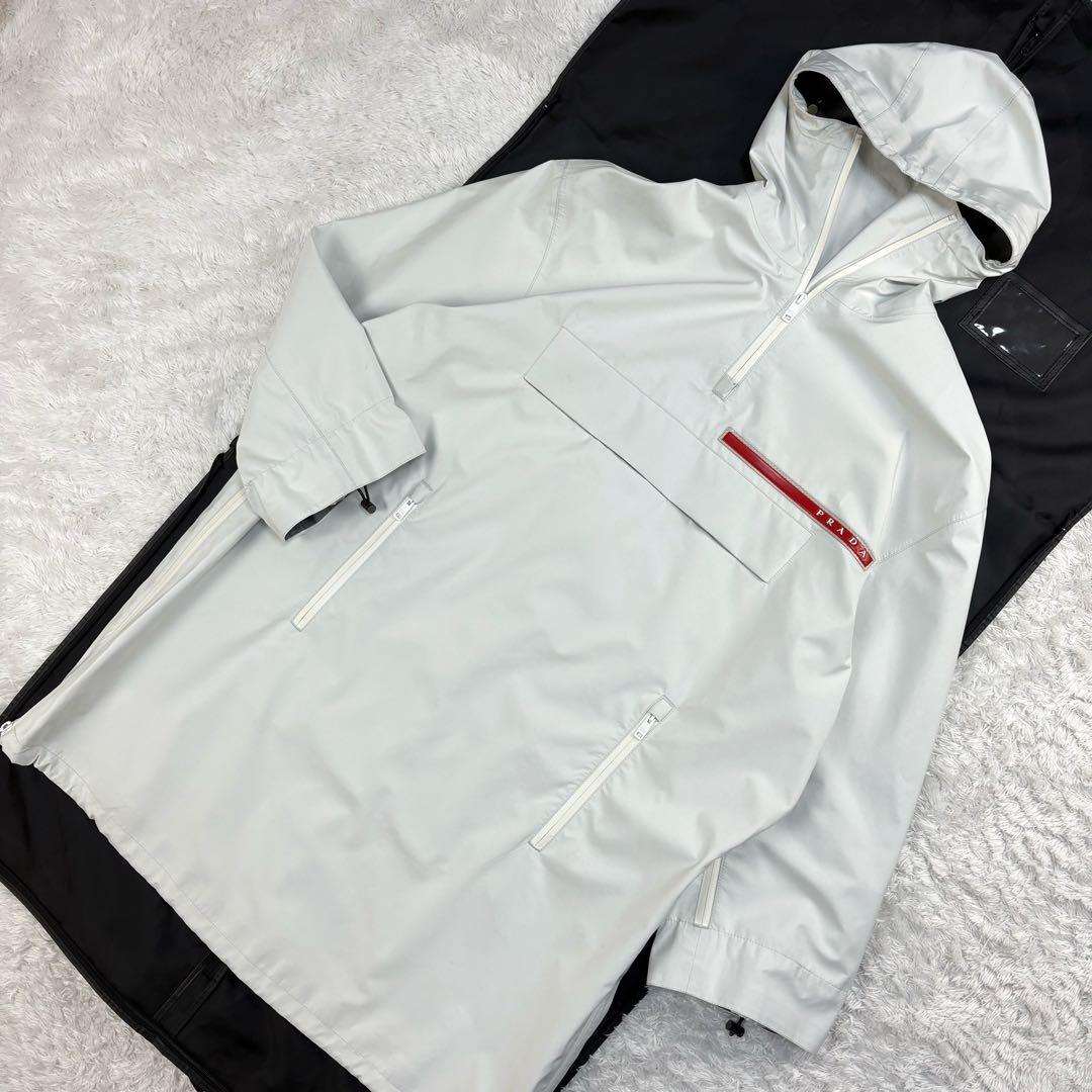 319【希少モデル】プラダ‪スポーツ‪☆アノラックナイロンコート フード ラバー