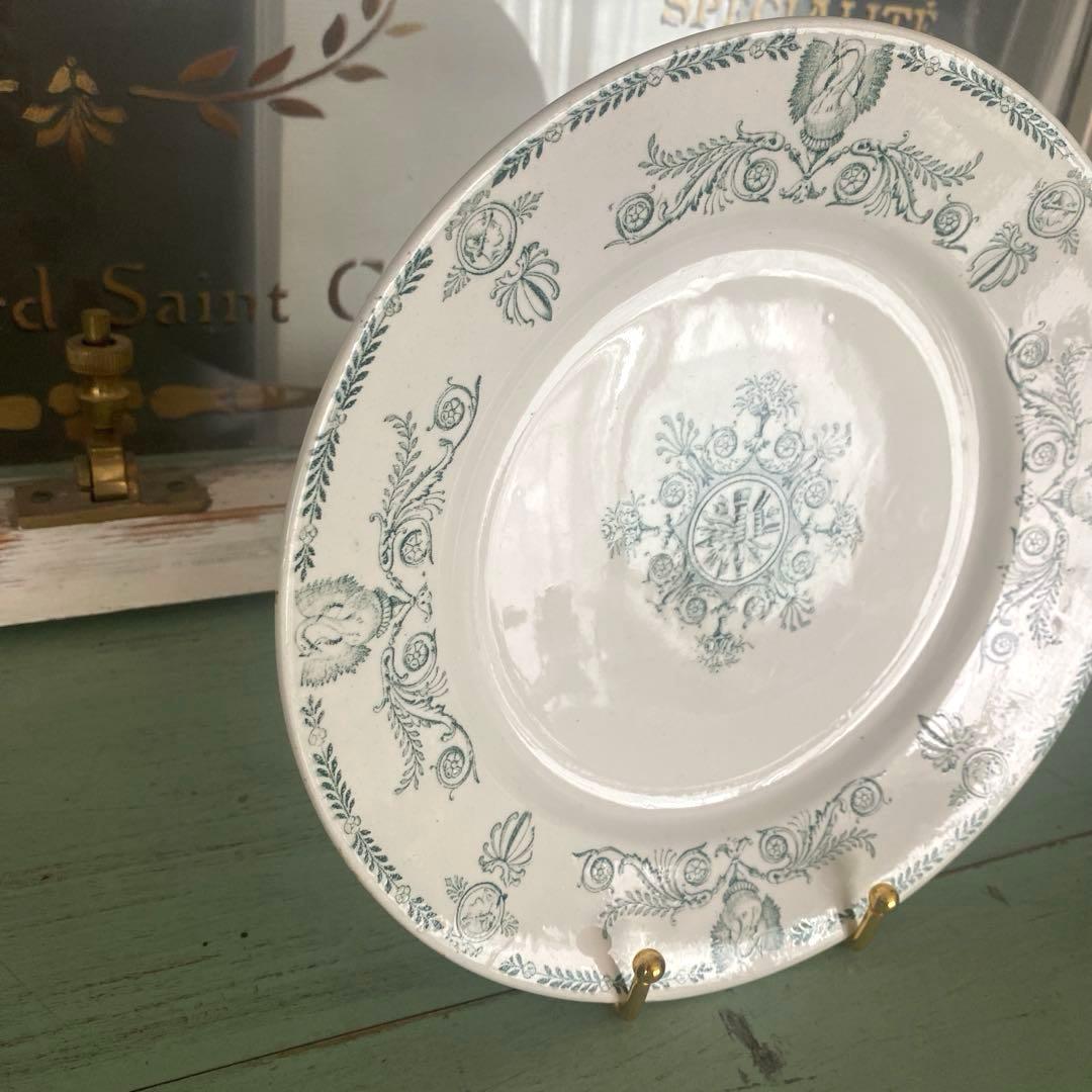 リュネヴィル　lunéville 白鳥やカメオ柄のプレート　フランスアンティーク