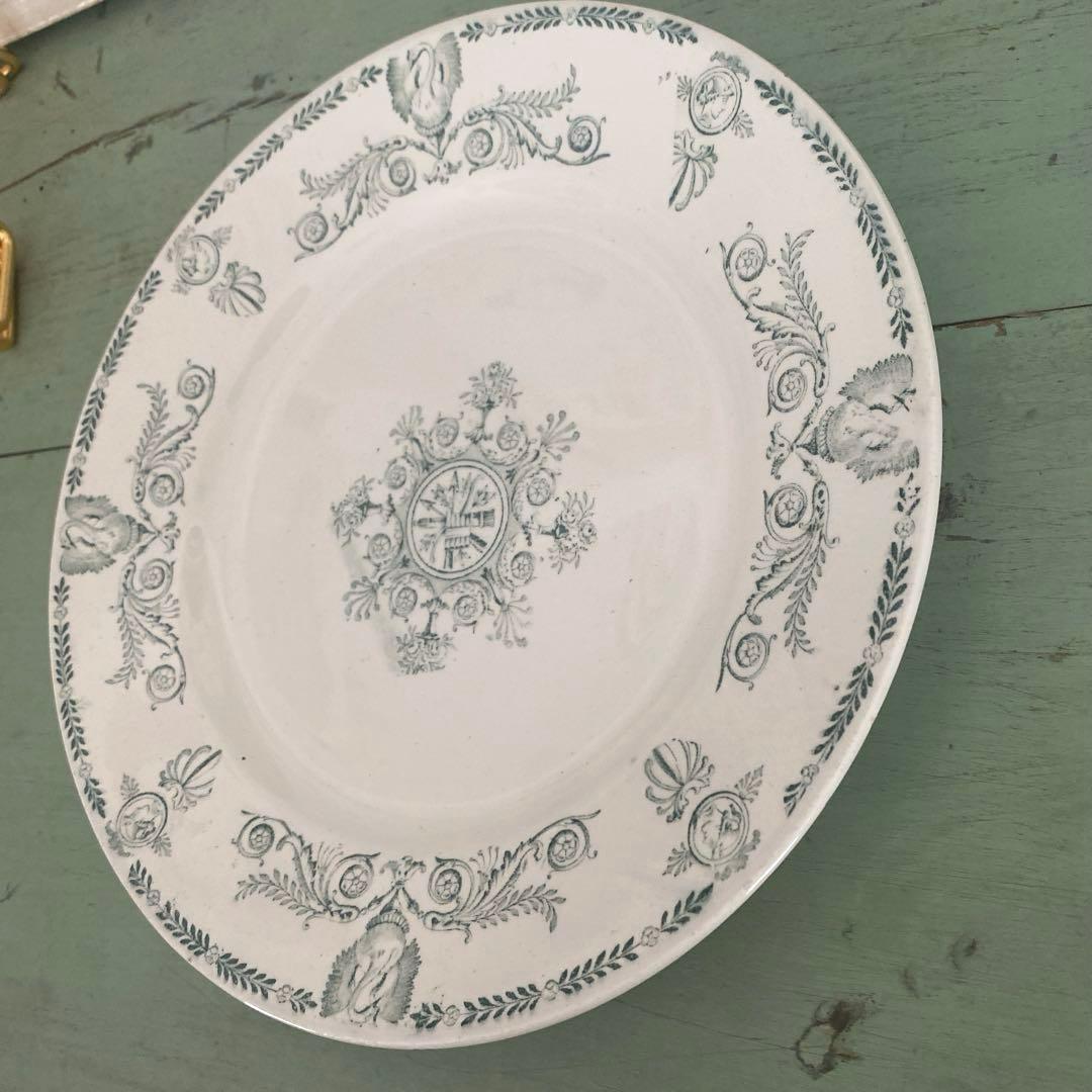 リュネヴィル　lunéville 白鳥やカメオ柄のプレート　フランスアンティーク