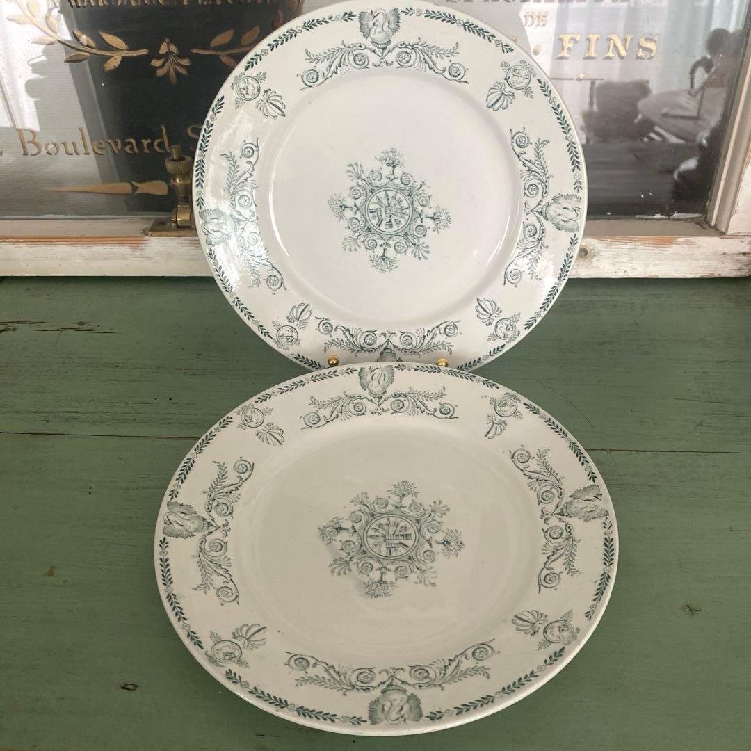 リュネヴィル　lunéville 白鳥やカメオ柄のプレート　フランスアンティーク