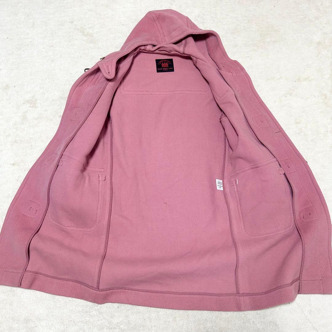 希少　オールドイングランド　ロングダッフルコート　ピンク　ヘリンボーン　ウール