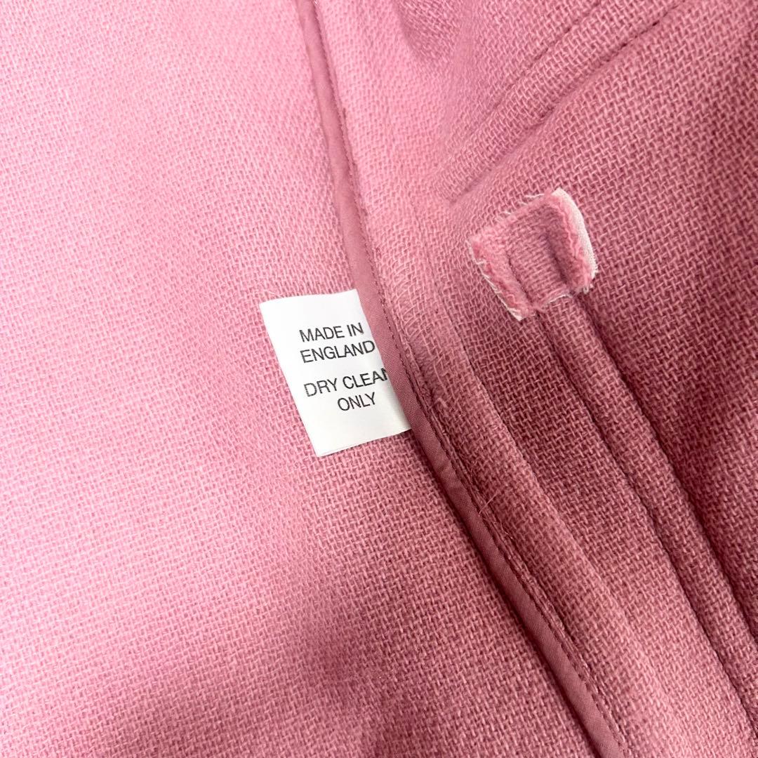 希少　オールドイングランド　ロングダッフルコート　ピンク　ヘリンボーン　ウール