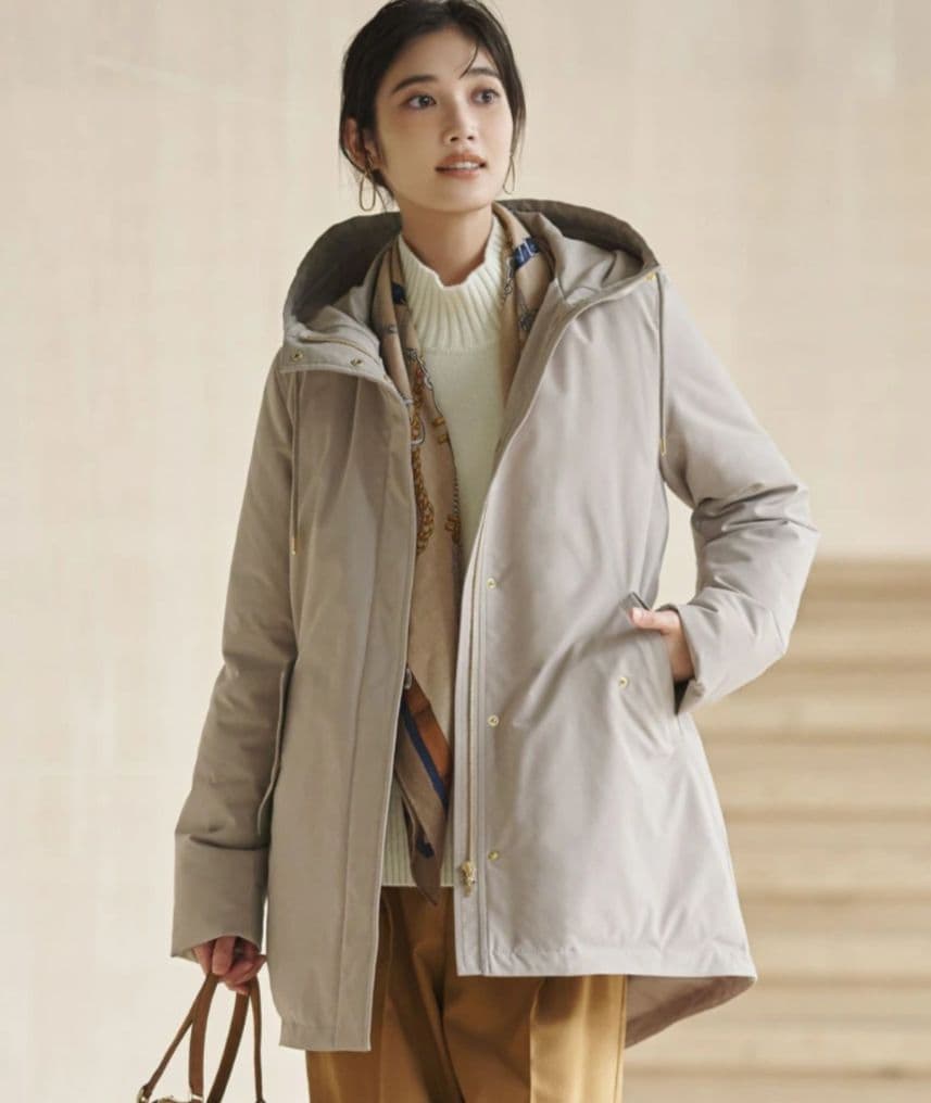 23区 ミリタリー フーデット モッズ ダウン コート ベージュ M 38