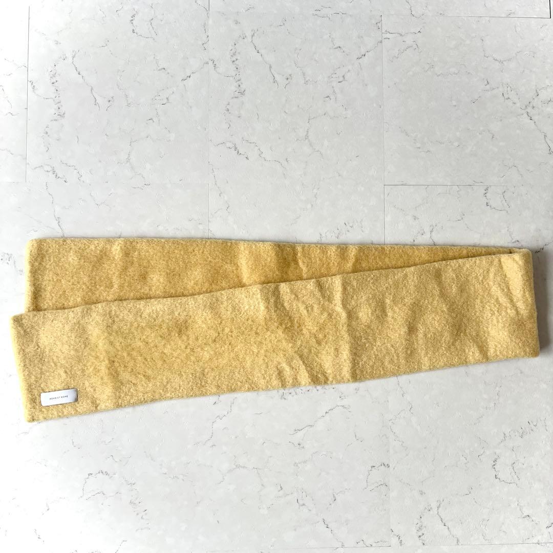 美品 アダムエロペ ウール モヘヤ シャギー ストール付 ロングコート 黄色