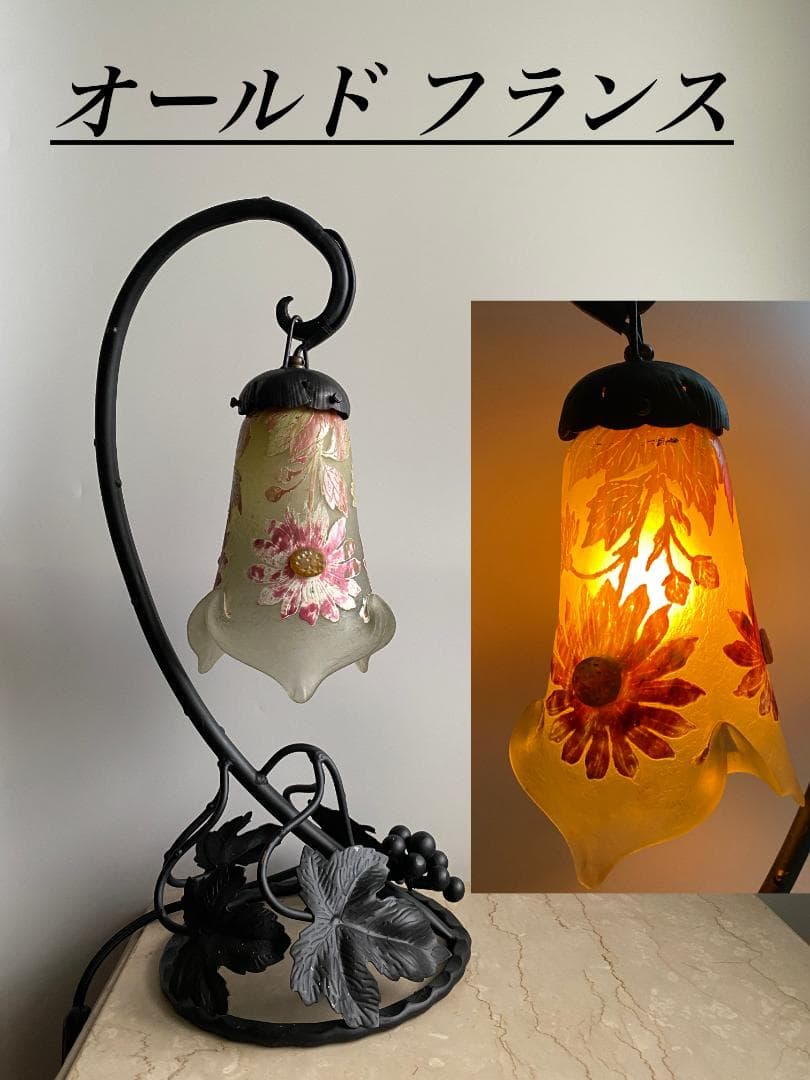 H115 博物館級 オールド フランス ドームナンシー ? スタンド ランプ