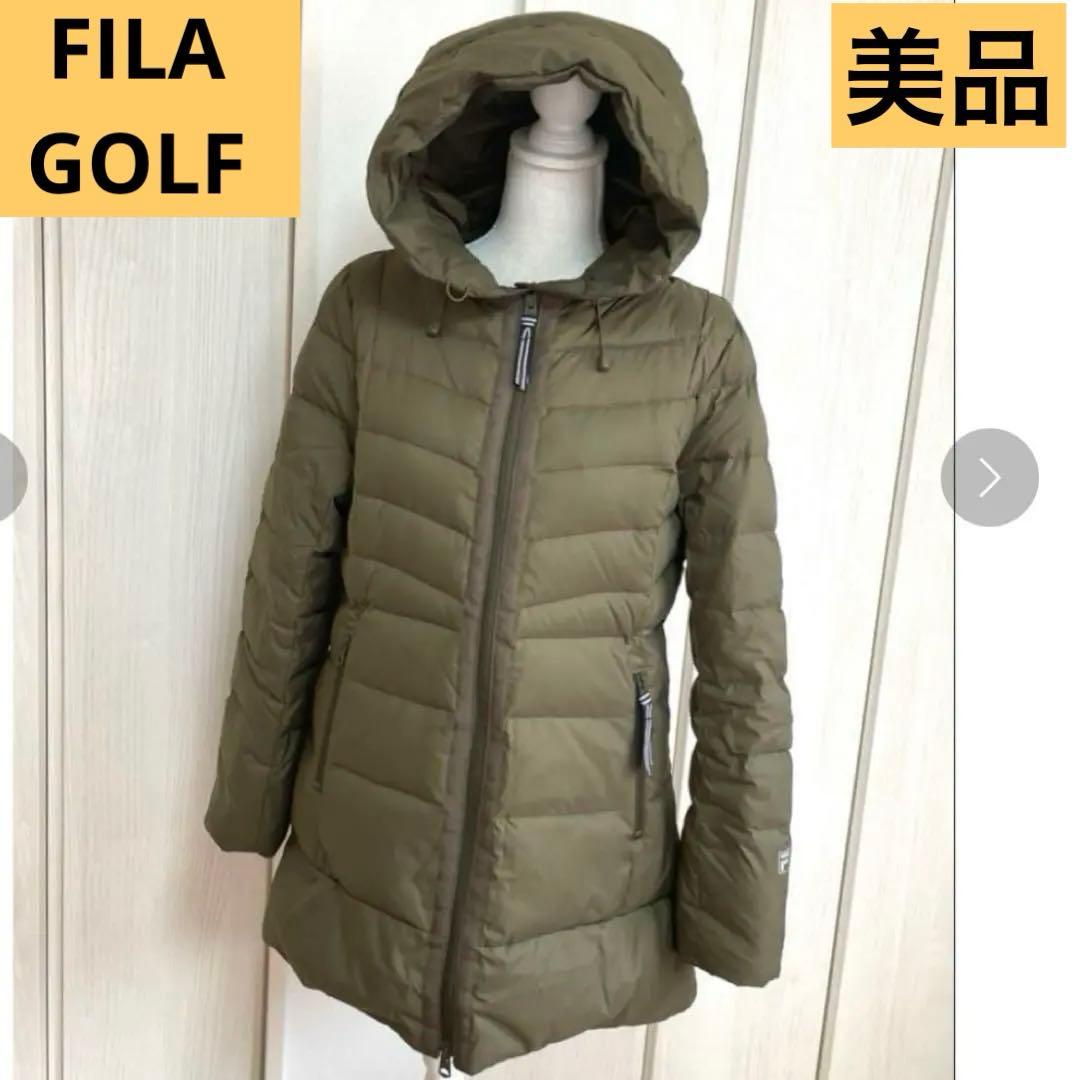 美品FILA GOLF フード取り外し可2wayダウンジャケット　カーキ　L L