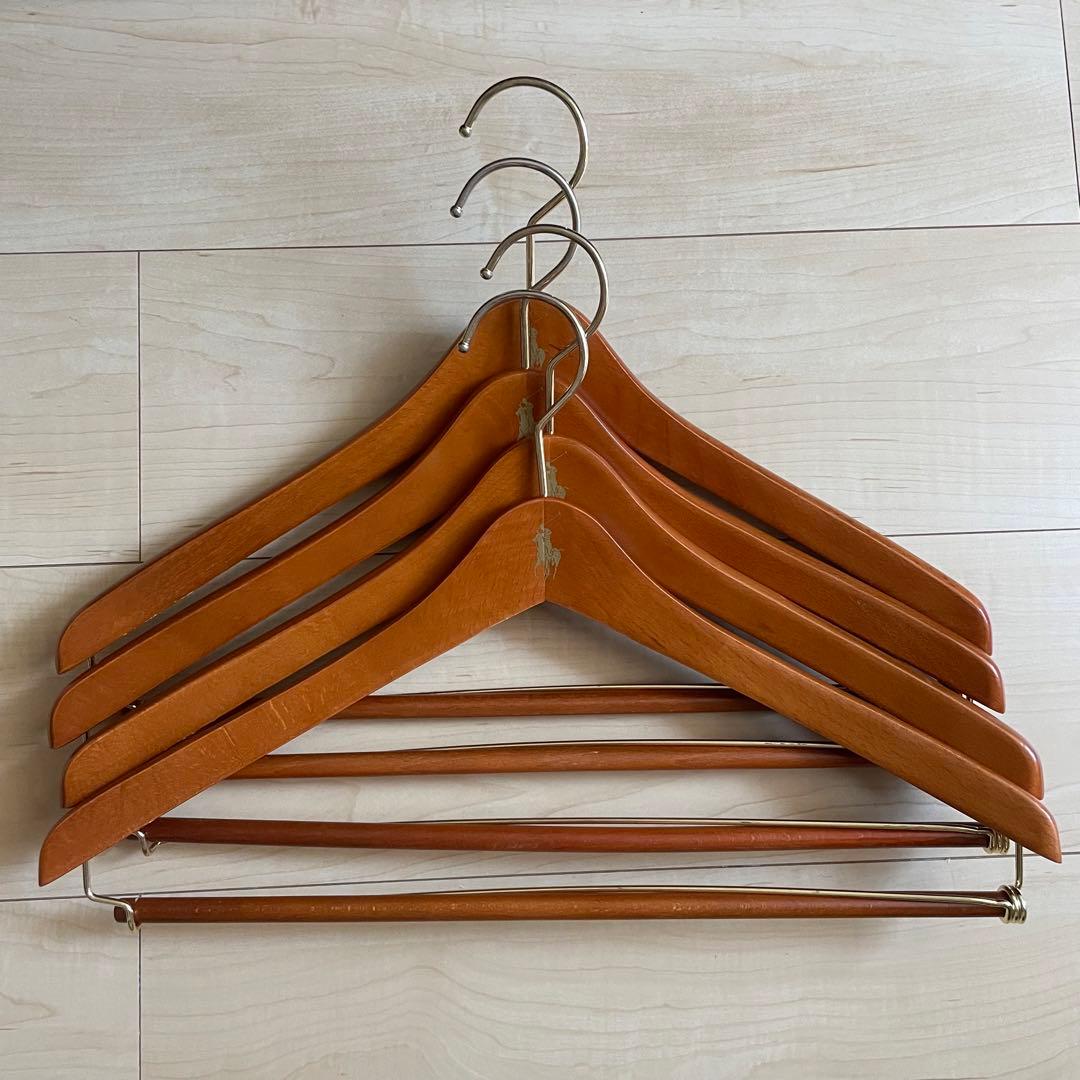 【非売品】ポロ ラルフローレン 　木製ハンガー　4本セット　パンツ　スラックス