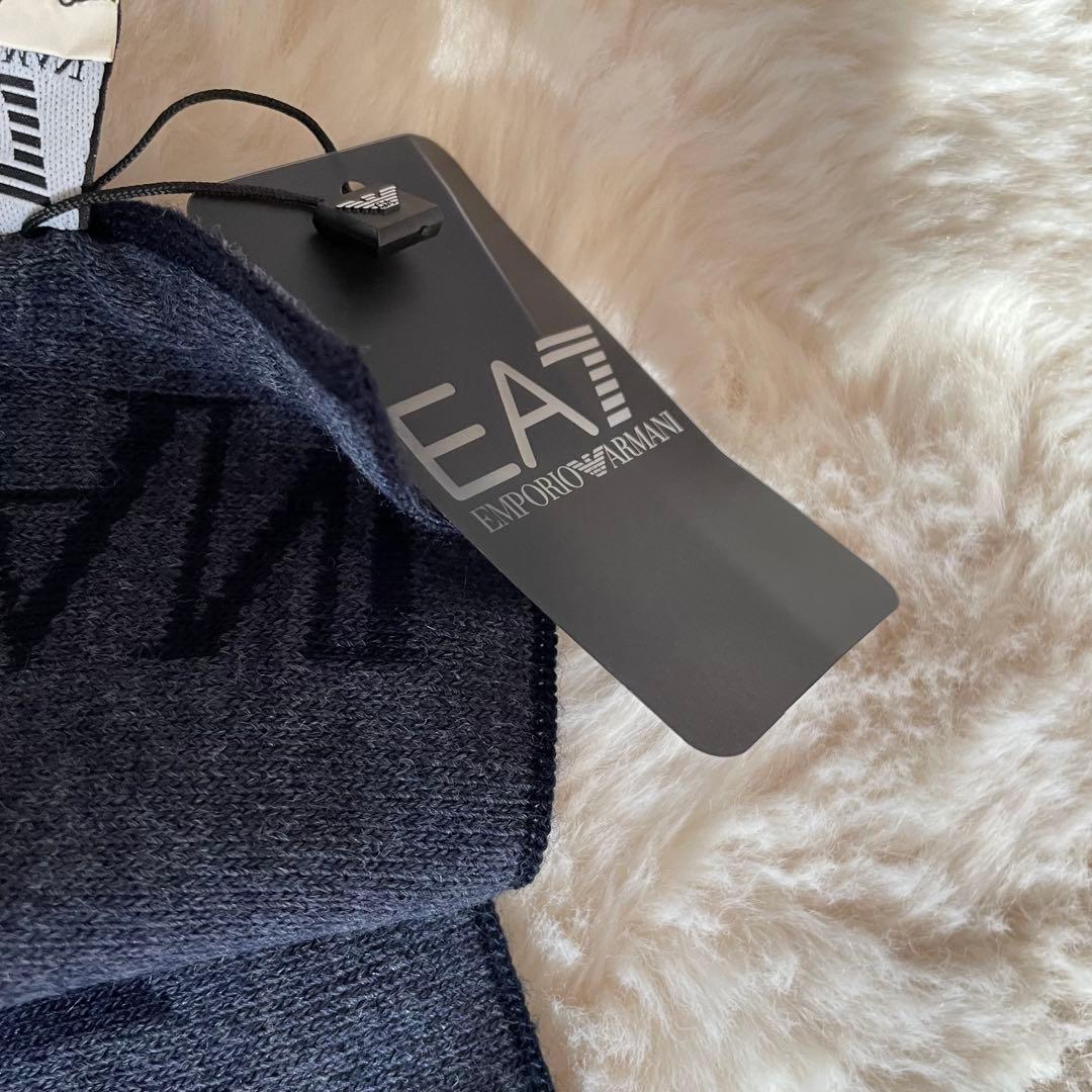 新品未使用　エンポリオアルマーニ　EA7 リバーシブル　ビッグロゴ　マフラー　紺